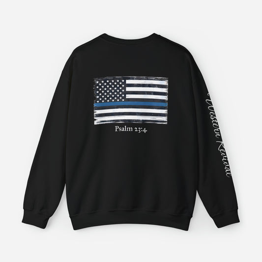 Blue Thin Line Psalm 23:4 - Sweater